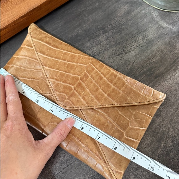 Michael Kors tan crocodile embossed leather envelope clutch - Picture 7 of 7